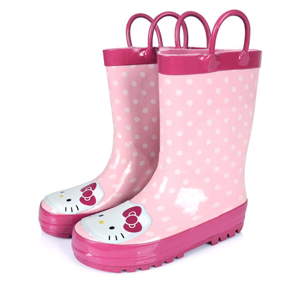 兒童雨鞋雨靴女童橡膠保暖防滑耐磨 韓國時尚雨鞋帶提手款批發・進口・工廠・代買・代購
