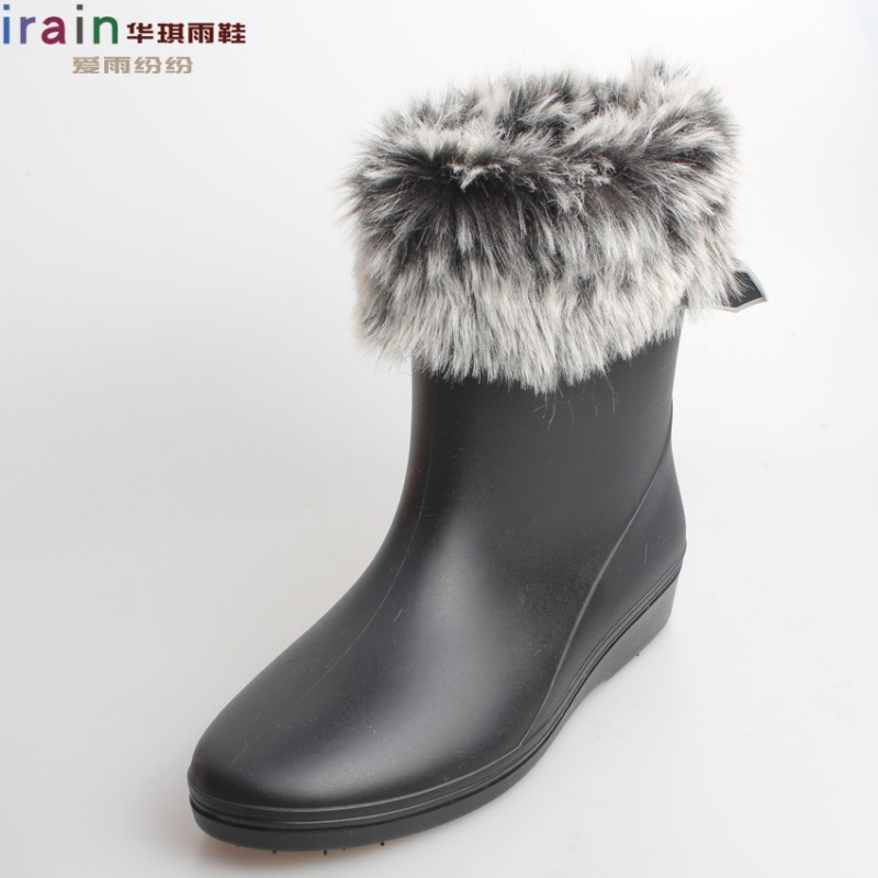 韓版時尚磨砂中筒棉套女雨鞋防水防滑實色女雨靴秋冬水鞋加絨批發・進口・工廠・代買・代購