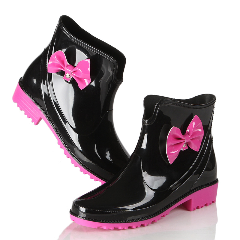韓國新款雨鞋女士短筒時尚雨靴批發 蝴蝶結水鞋果凍套鞋一件代發批發・進口・工廠・代買・代購