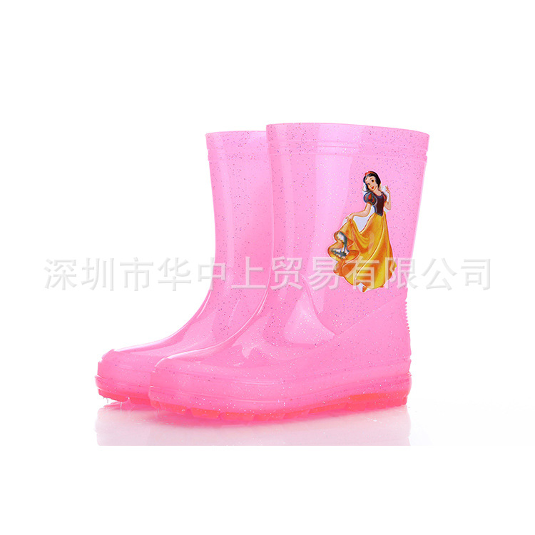 兒童防滑雨鞋加厚保暖 親子白雪公主閃亮雨靴平底環保PVC水鞋批發批發・進口・工廠・代買・代購