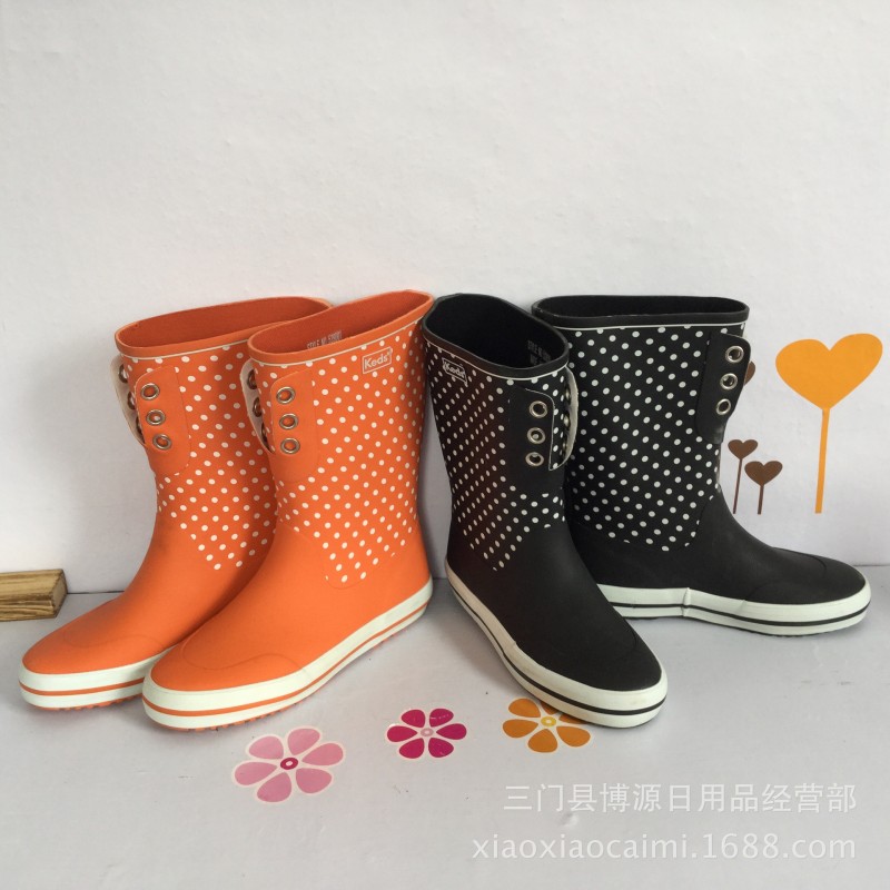 男女情侶系列 外貿橡膠雨鞋 時尚圓點情侶雨靴 雨鞋 水鞋 套鞋工廠,批發,進口,代購