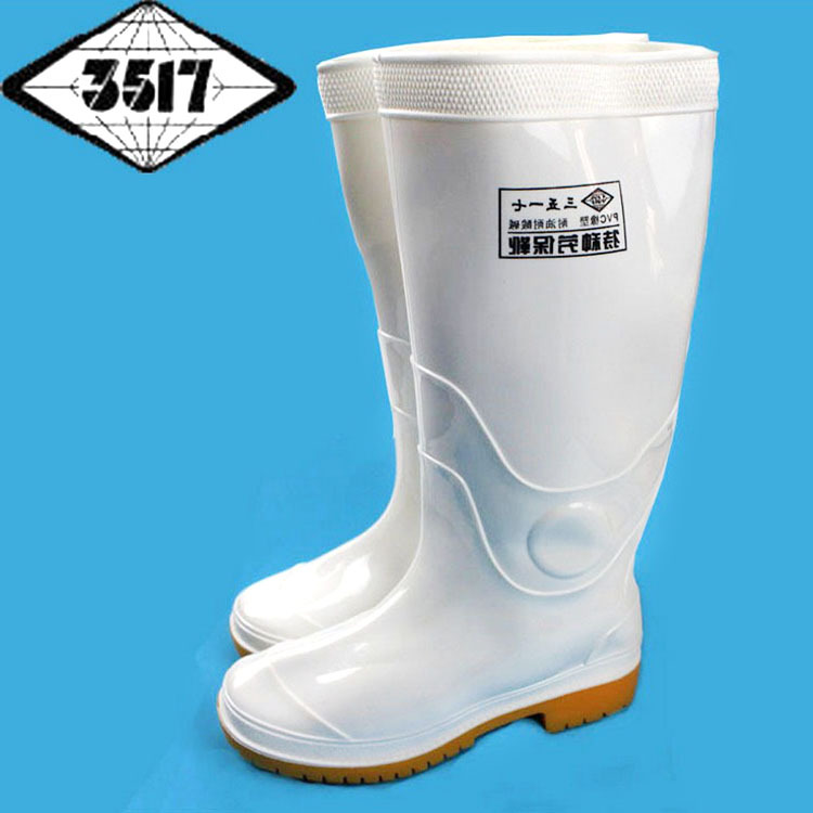 廠傢直銷3517白色高筒雨鞋特種勞保鞋塑料防滑工作靴食品衛生鞋批發・進口・工廠・代買・代購