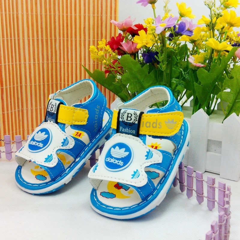 夏季新品韓版寶寶涼鞋PU拼色學步鞋有響聲童鞋嬰兒鞋叫叫涼鞋批發・進口・工廠・代買・代購