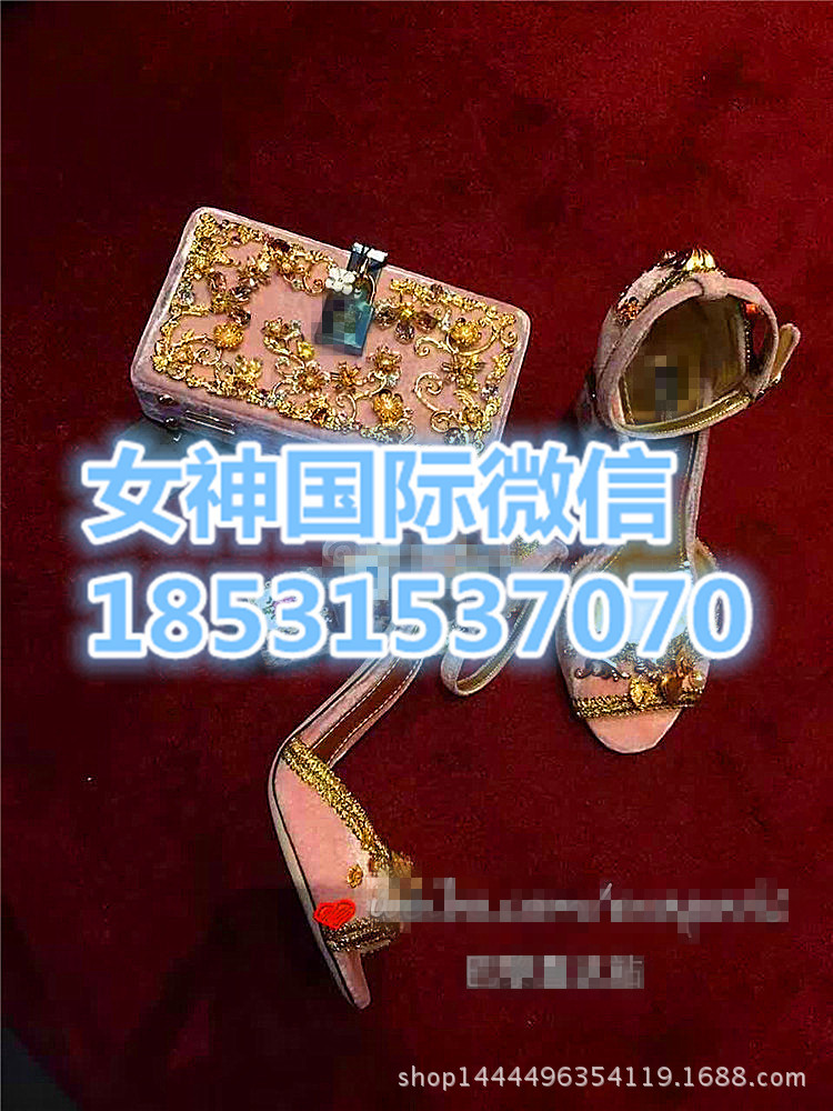 女神國際~國際限量版絲絨玫瑰花朵蕾絲邊手繪木質豪華高跟女鞋工廠,批發,進口,代購