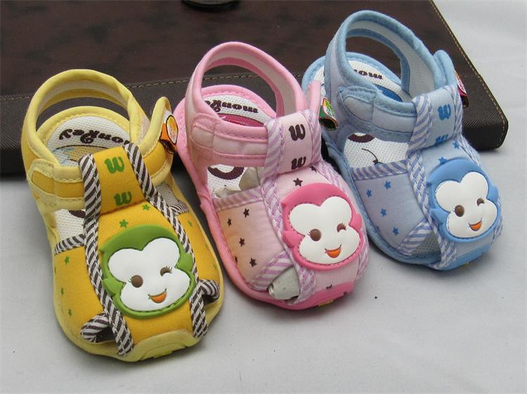 2016夏季兒童鞋新款佈麵軟底嬰兒鞋0-2歲男女寶寶包頭涼鞋批發工廠,批發,進口,代購
