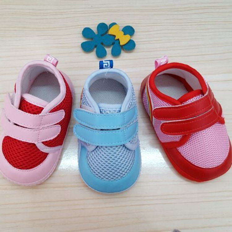 2016新款網眼寶寶學步鞋 簡約彩虹嬰兒鞋粉色藍色大紅色批發・進口・工廠・代買・代購