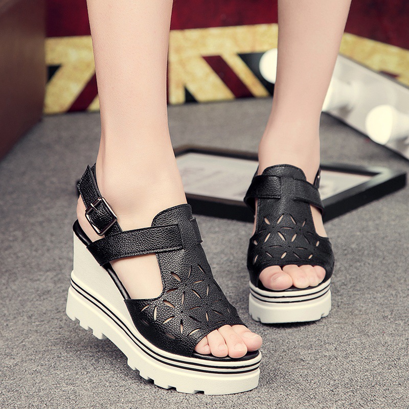 2015夏季女鞋新款韓版魚嘴坡跟百麗女士涼鞋 高跟女鞋批發工廠,批發,進口,代購