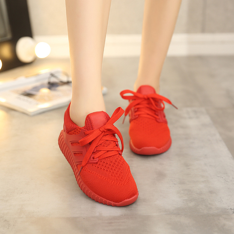 2016紅色爆米花同款椰子鞋女3D針織透氣網麵情侶休閒運動跑步鞋男工廠,批發,進口,代購
