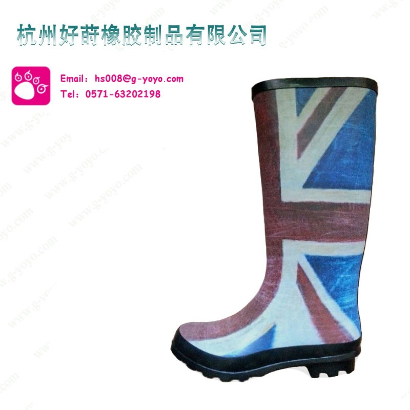 【新款】英倫風格立體發泡印花 高檔橡膠女鞋 防水雨靴外貿出口批發・進口・工廠・代買・代購
