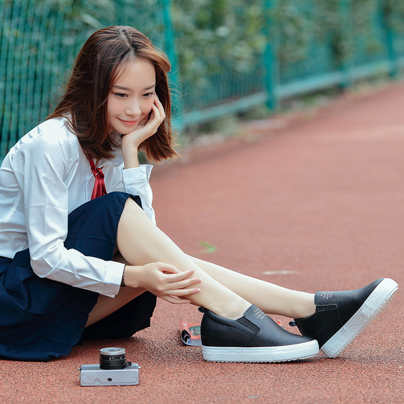 2016秋季新款小白鞋女內增高韓版學院風懶人鞋厚底休閒時尚樂福鞋批發・進口・工廠・代買・代購