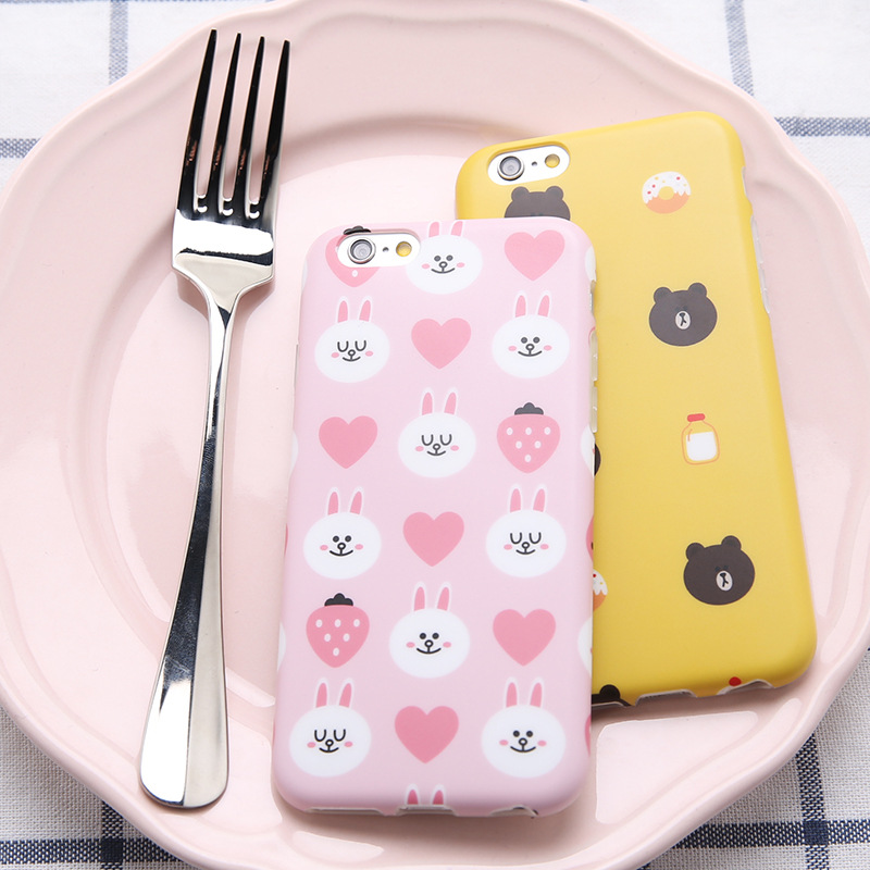 韓國小熊兔子可愛卡通蘋果6手機殼情侶磨砂iphone6s plus矽膠軟殼工廠,批發,進口,代購