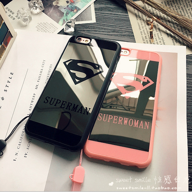 iphone6 6s手機殼蘋果6plus全包軟掛繩5.5s鏡麵保護套情侶潮超人批發・進口・工廠・代買・代購