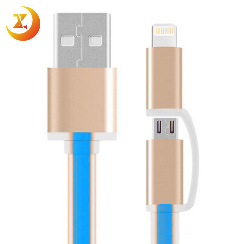 二合一手機數據線usb充電線 適用於蘋果iPhone6s 安卓金屬麵條線工廠,批發,進口,代購
