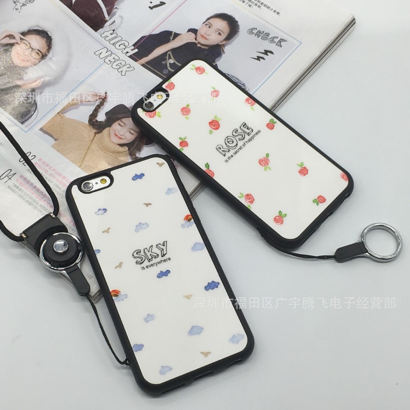 花朵iphone6小清新手機殼 蘋果5s矽膠掛繩反光保護套6plus潮女殼工廠,批發,進口,代購