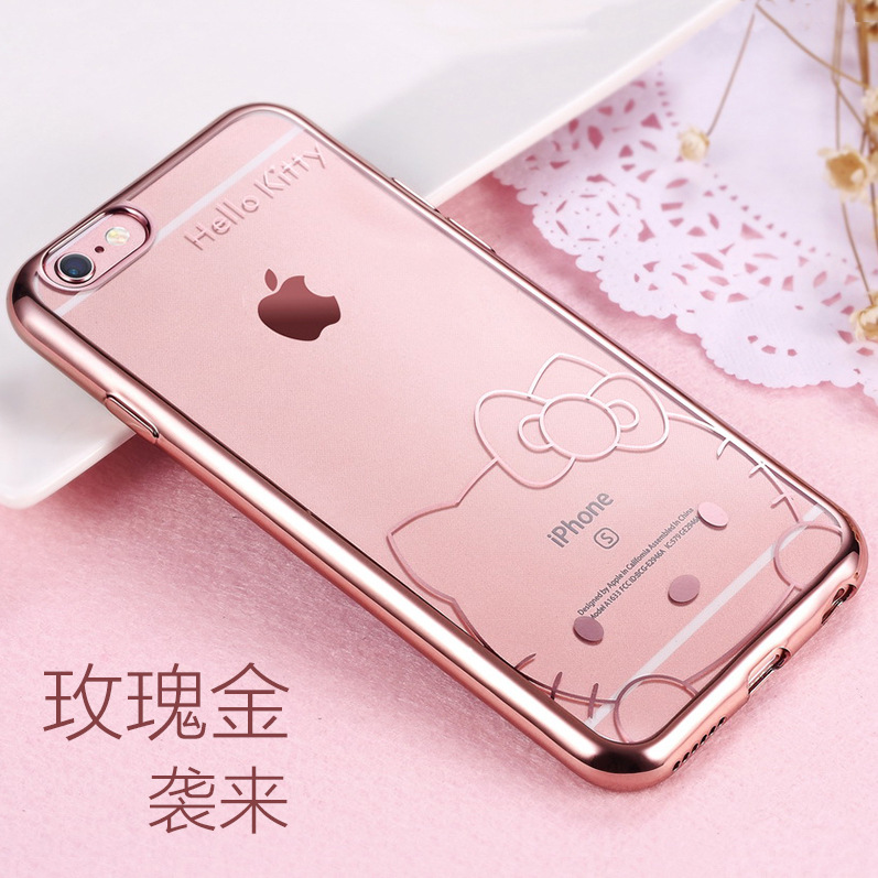 iphone6手機殼 蘋果6s手機保護套 電鍍卡通 透明電鍍tpu kt貓批發・進口・工廠・代買・代購