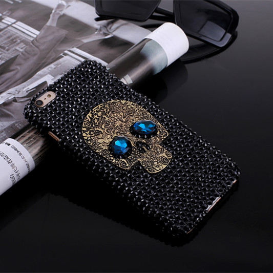 iphone6 骷髏頭鑲鉆手機殼 6plus保護套 蘋果5 PC鉆飾殼 潮女必備批發・進口・工廠・代買・代購