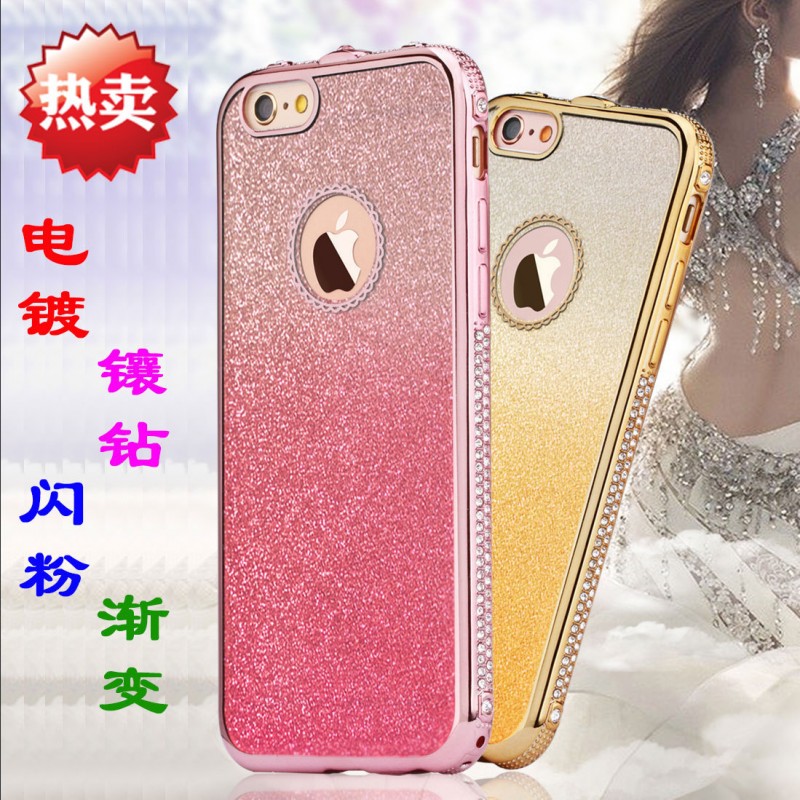 金閃iphone6S閃粉電鍍鑲鉆漸變手機殼 蘋果6S手機保護套 TPU軟殼批發・進口・工廠・代買・代購
