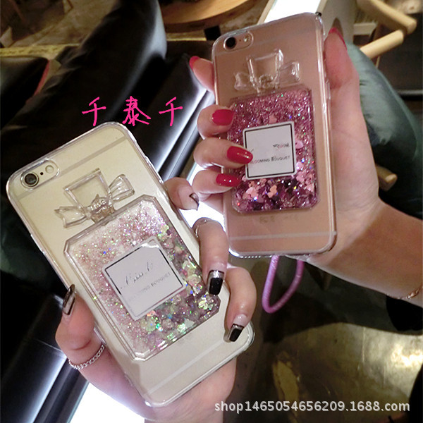 蘋果6S香水瓶液體手機殼 iPhone6plus愛心流沙全包TPU手機保護套工廠,批發,進口,代購