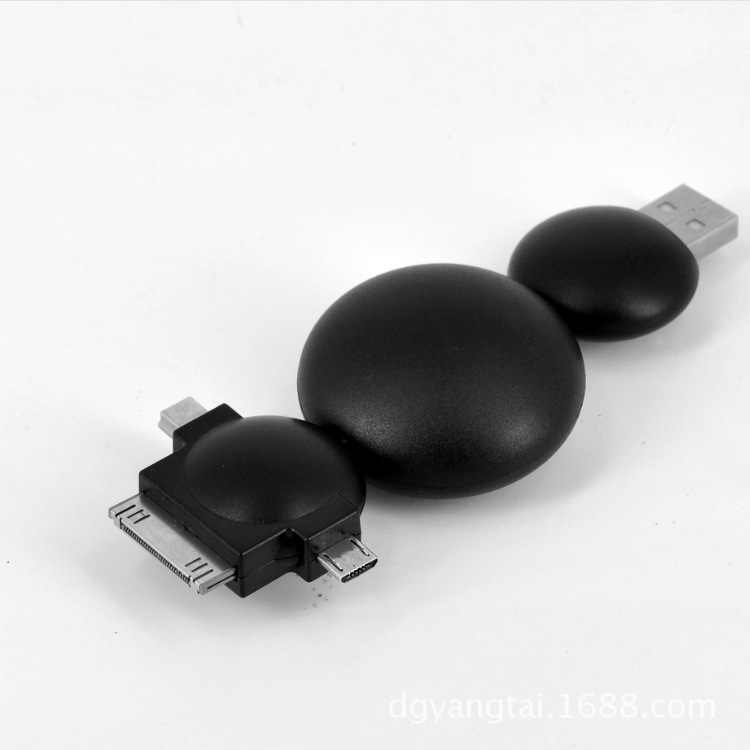 出口熱款I4 I5 I6 MICRO一拖三圓線USB圓形伸縮數據線廠傢工廠,批發,進口,代購