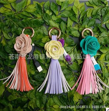 USB數據線掛件 皮革流蘇鑰匙扣掛飾數據線  掛飾女士汽車鑰匙扣工廠,批發,進口,代購
