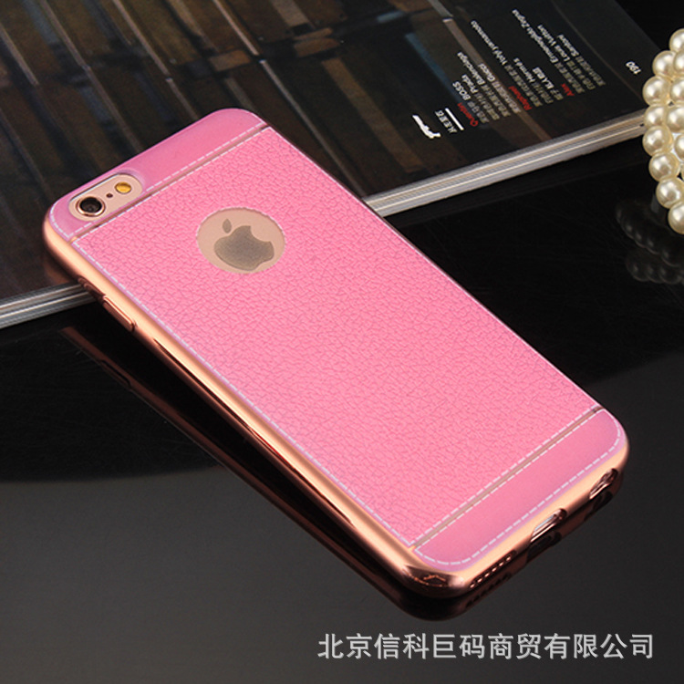 適用於蘋果7皮紋電鍍金邊手機保護殼iphone6s全包tpu手機防摔套工廠,批發,進口,代購