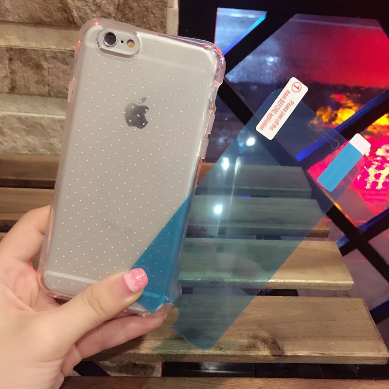 軟性納米防爆iphone6s貼膜蘋果6plus手機膜+防摔小蠻腰矽膠套5se工廠,批發,進口,代購