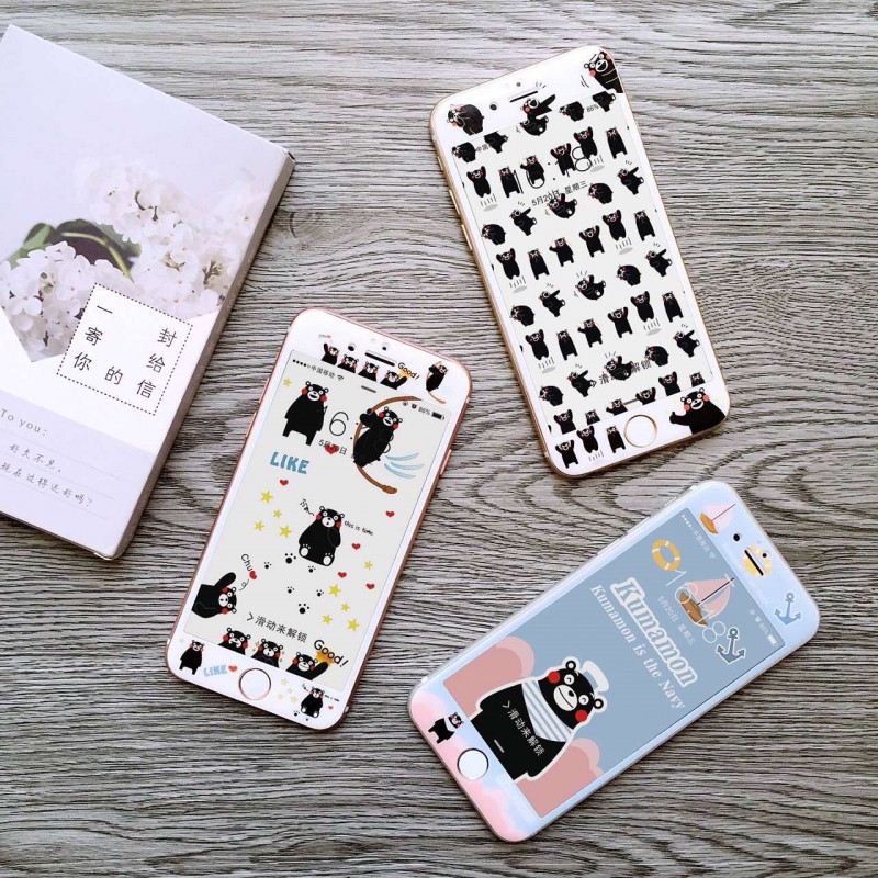 卡通熊本熊3D膜iPhone6s手機貼膜蘋果6plus5.5寸鋼化彩膜工廠,批發,進口,代購
