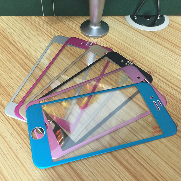 iphone6 4.7寸鈦合金鋼化膜 曲麵玻璃膜 iphone6 麵蓋 彩膜工廠,批發,進口,代購