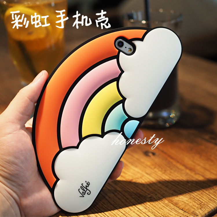 新款帶鏈條彩虹矽膠手機殼 蘋果6s 少女時尚保護套 批發批發・進口・工廠・代買・代購