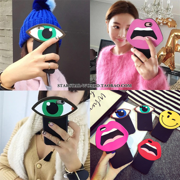 韓國iphone6S plus嘴唇手機殼蘋果4.7寸可愛眼睛笑臉保護套批發・進口・工廠・代買・代購