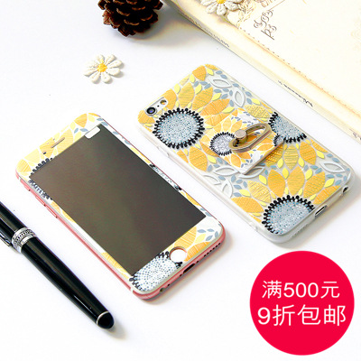 工廠定製批發保護套鋼化膜指環支架 iphone6s plus彩繪浮雕手機殼工廠,批發,進口,代購