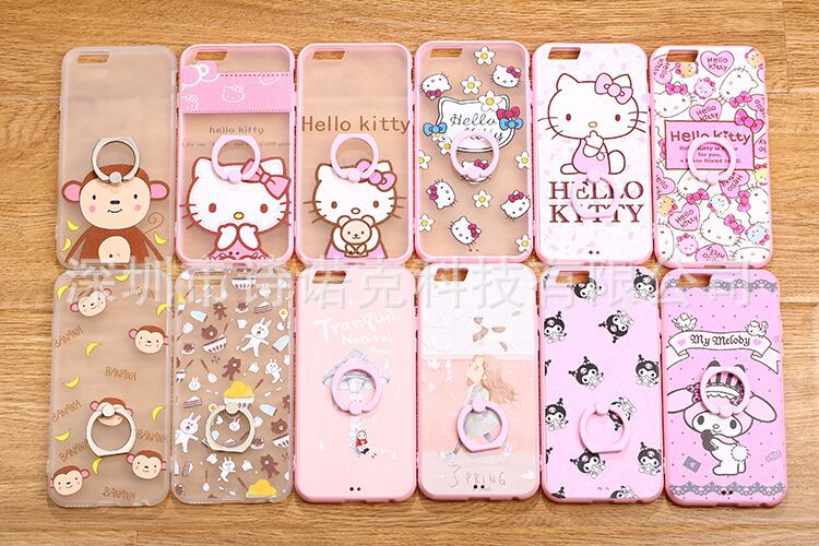 iphone6可愛kitty貓指環支架彩繪殼 蘋果6plus手機殼6S保護套5S潮批發・進口・工廠・代買・代購