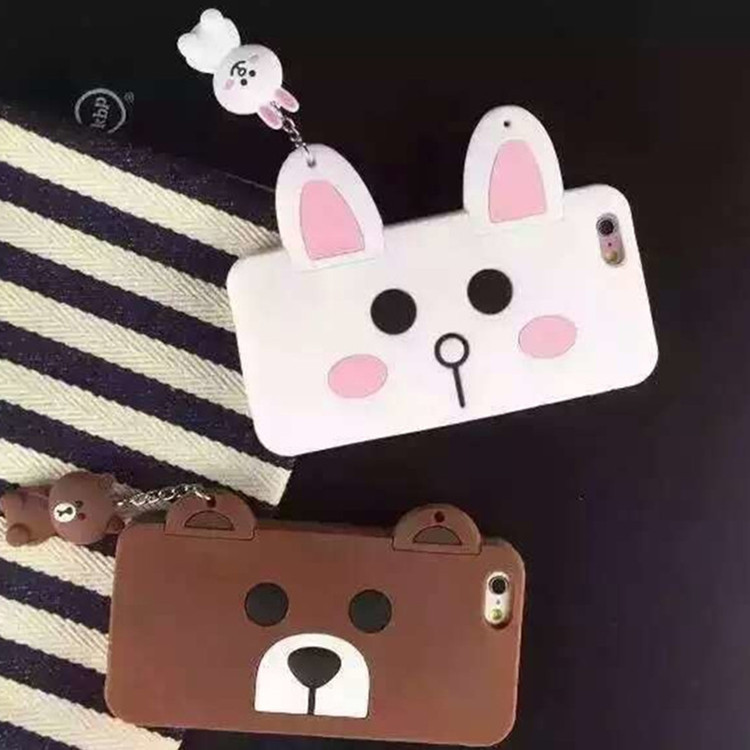 iphone6s手機殼可愛韓國小熊兔子掛繩蘋果6plus矽膠套外殼防摔工廠,批發,進口,代購