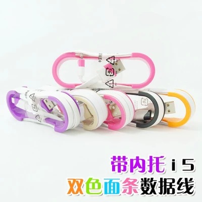 新款i5/i6彩色扁形充電線 1米蘋果6雙色數據線 iphone6彩色麵條線工廠,批發,進口,代購