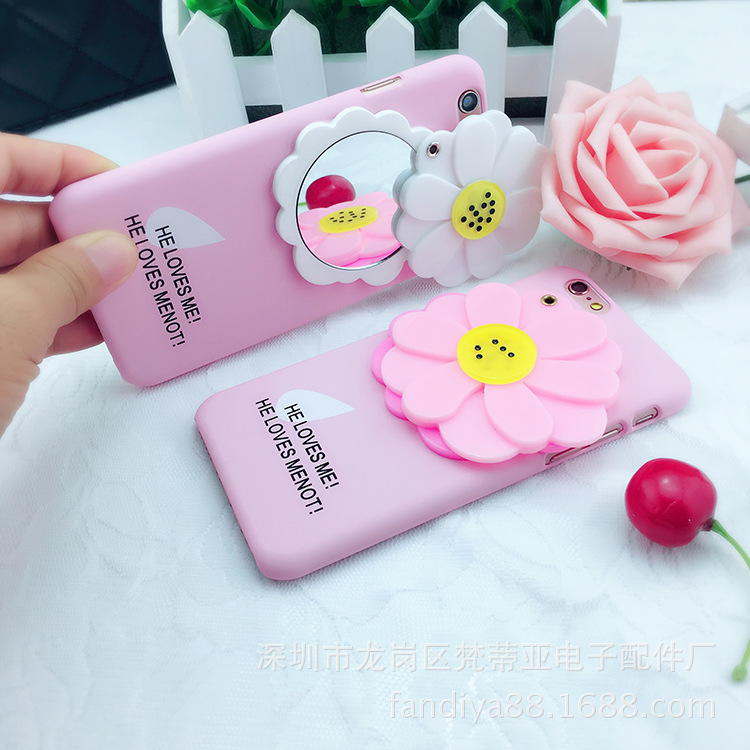 潮粉女款蘋果iphone6S手機殼iphone6Splus磨砂PC小雛菊鏡子保護套工廠,批發,進口,代購