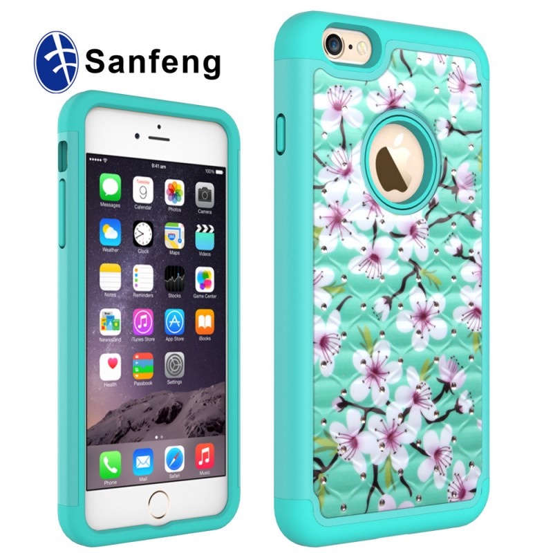 廠傢時尚新款 蘋果6S鑲鉆圖案手機殼 iphone6 plus滿天星手機套工廠,批發,進口,代購
