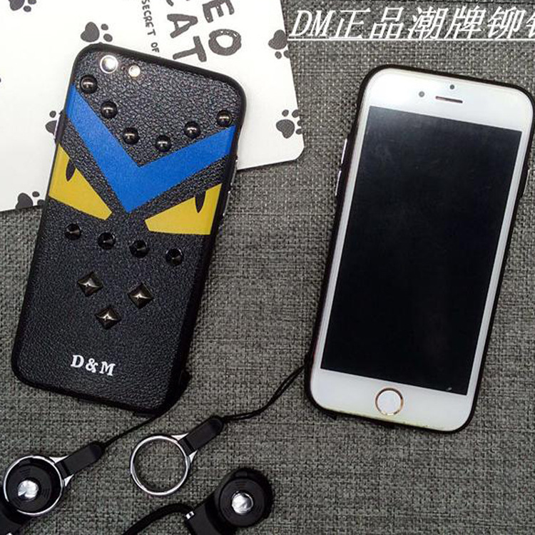 iPhone6Splus朋克字母保護套DM潮牌蘋果小怪獸鉚釘皮質軟邊手機殼工廠,批發,進口,代購
