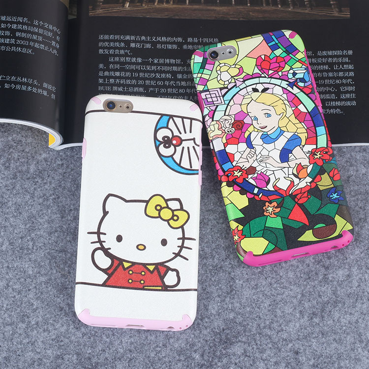 新款iphone6/6s plus手機殼彩繪卡通蠶絲紋皮紋手機套全包tpu軟膠工廠,批發,進口,代購