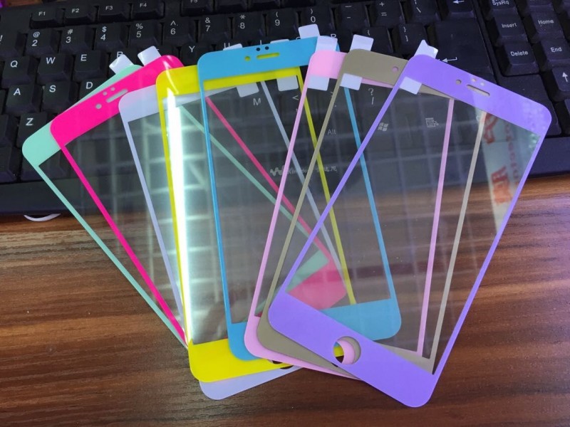 iPhone6 Plus全屏鋼化玻璃膜前後絲印彩色膜保護膜玻璃彩色鋼化膜工廠,批發,進口,代購