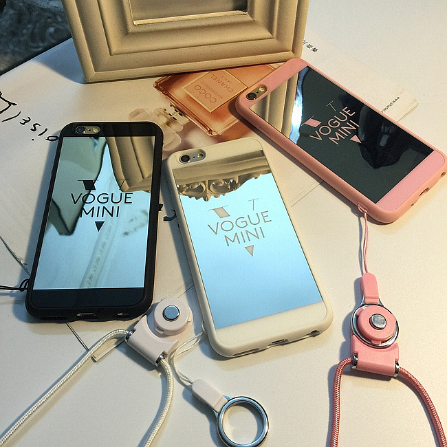 潮款蘋果iPhone6s鏡麵手機殼 5se掛繩保護套 6plus情侶矽膠軟殼批發・進口・工廠・代買・代購