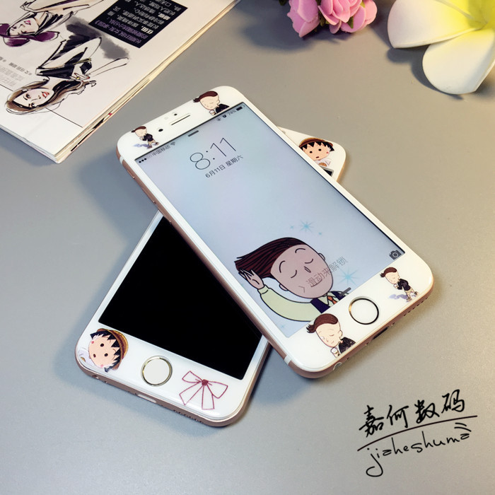 小清新卡通iphone6s鋼化膜蘋果6plus彩膜4.7防摔防爆保護6玻璃膜工廠,批發,進口,代購