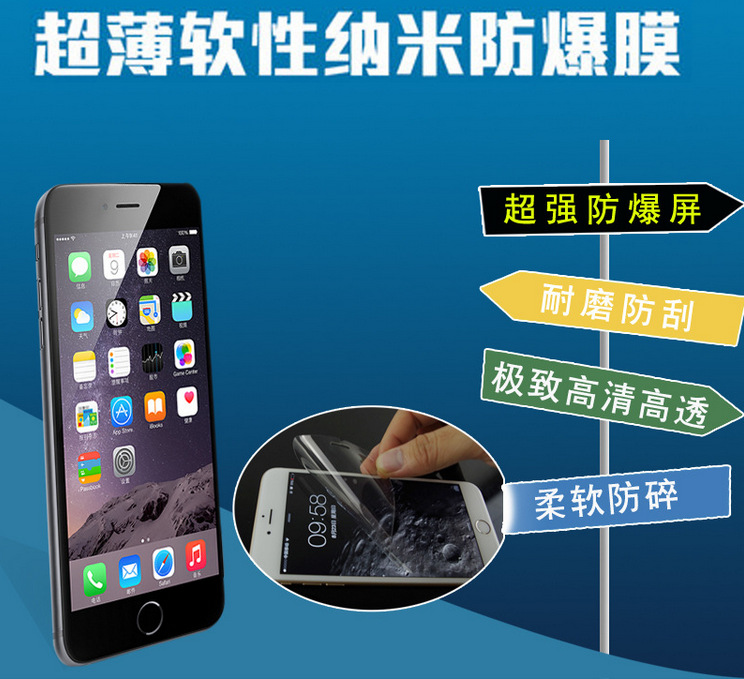 iPhone6納米防爆膜蘋果6s手機膜6plus高清5SE非鋼化i6六4.7前後膜工廠,批發,進口,代購