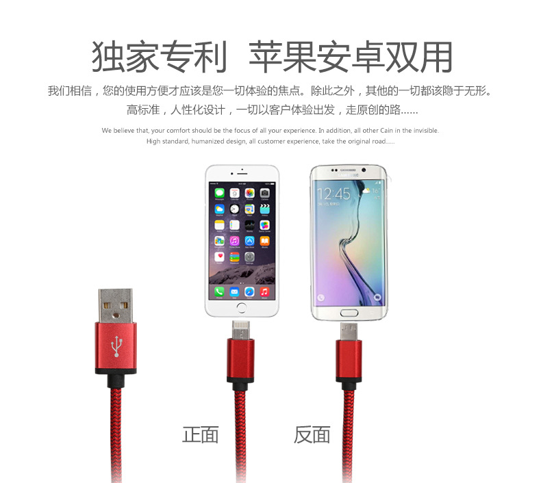 蘋果Iphone安卓手機一體充電線  2.1A尼龍編織數據線 獨傢授權工廠,批發,進口,代購