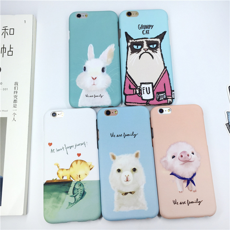 蘋果iPhone6splus手機殼硬殼小清動物新文藝磨砂保護套批發爆款批發・進口・工廠・代買・代購