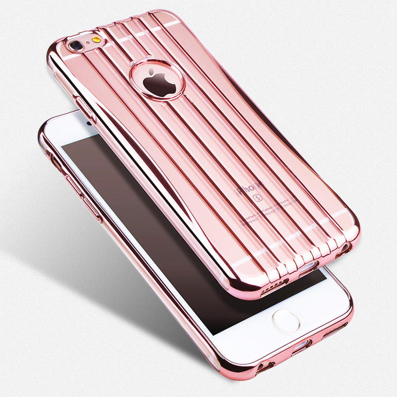 拉桿行李箱電鍍TPU iPhone6/6s手機殼蘋果6plus軟全包旅行箱殼潮批發・進口・工廠・代買・代購