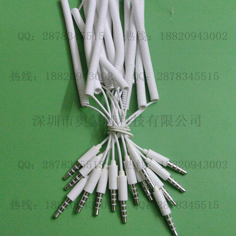供應彈簧線 iphone6自拍數據線 2芯白色自拍桿彈簧線 自拍彈簧線批發・進口・工廠・代買・代購