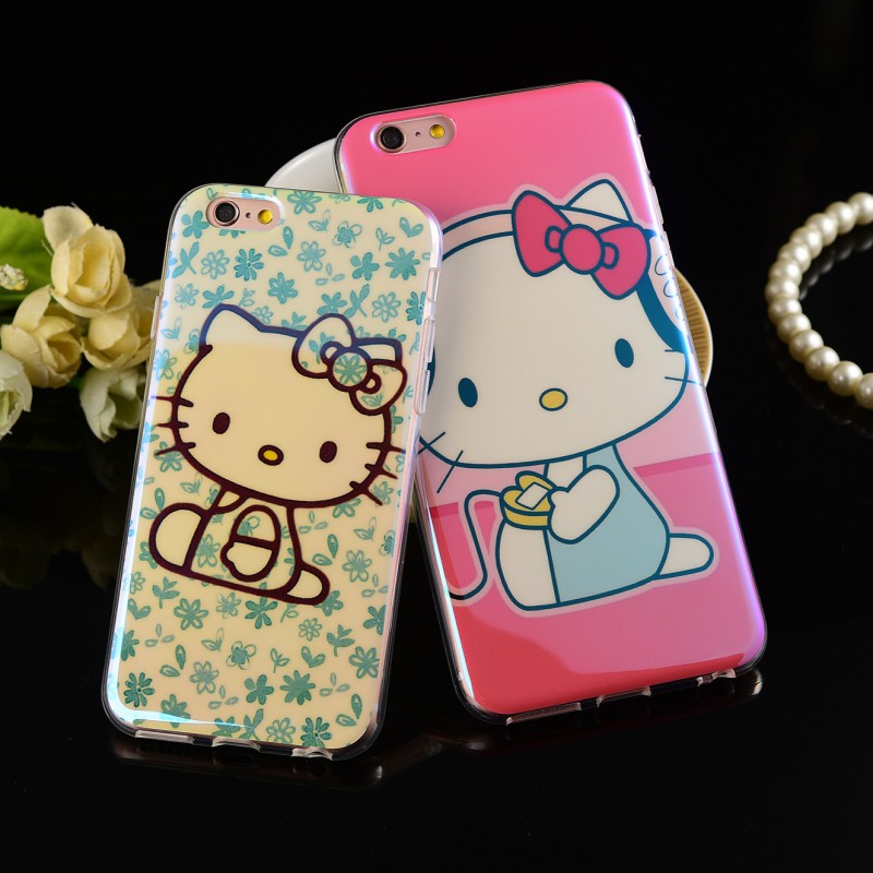 iPhone6S手機殼新款蘋果6plus卡通kitty貓鐳射藍光矽膠日韓保護套批發・進口・工廠・代買・代購