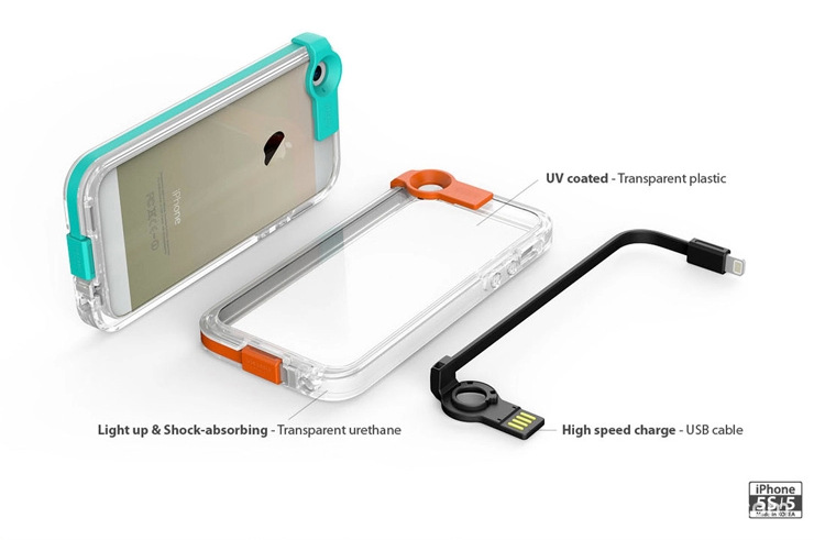 新款iphone5s帶充電接線發光手機殼蘋果6保護套 iPhone6數據線殼批發・進口・工廠・代買・代購