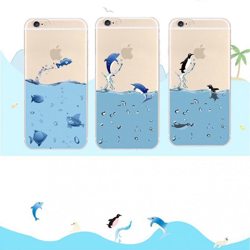 iPhone6plus手機殼 海洋動物鏤空彩繪保護套蘋果6 4.7超薄TPU彩繪批發・進口・工廠・代買・代購