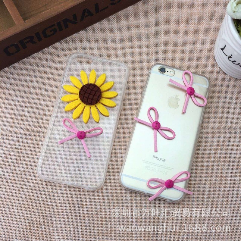 清新向日葵iphone6plus亞克力手機殼蘋果7plus掛繩透明創意保護套工廠,批發,進口,代購